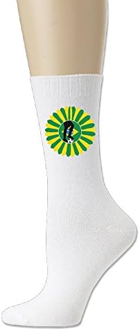 Men Brazil Flag And Outline Sport Crew Socks Athletic Sock White