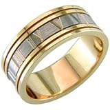14K Two Tone Gold. Men's Gold Fancy Band