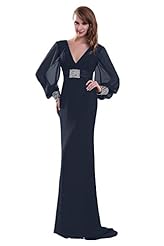 V-neck Chiffon Beaded Long Sleeves Bridesmaid Dress/Prom Dress/Party Dress 