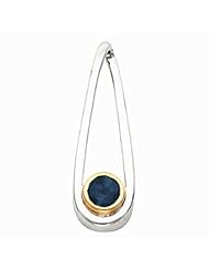 14K Two-Tone Gold Sapphire Pendant -- LIFETIME WARRANTY