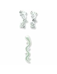 Genuine .925 Sterling Silver CZ Earring & Pendant Set 3.5 Grams. 100% Satisfaction Guaranteed.