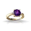 14K Yellow Gold Genuine Cushion Amethyst Ring