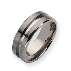 Titanium Grooved 8mm Brushed Polished Band Ring