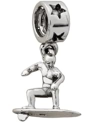 Surfer Dangle Charm in Silver for 3mm Charm Bracelets