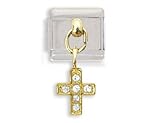 Clearly Charming Crystal Cross Dangle Italian Charm