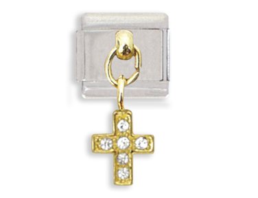 Clearly Charming Crystal Cross Dangle Italian Charm