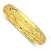 14k Yellow 10 mm Diamond-Cut Flower Motif Bangle - 7 Inch