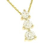 Ladies 3 Stone Round Diamond Pendant on Chain 1.00cttw