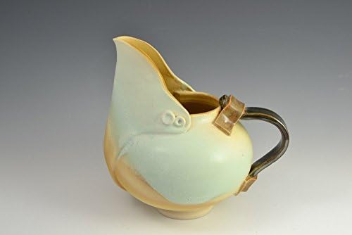 Ceramic, Light Green / Beige Round Pitcher / Jug, Gravy Boat, Pouring Vessel, Pottery