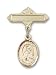 Gold Filled Baby Badge with St. Isidore of Seville Charm and Polished Badge Pin St. Isidore of Seville is the Patron Saint of Computers/Internet