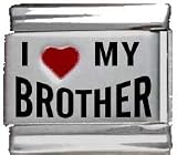 Clearly Charming I Heart My Brother Red Heart Laser Italian Charm