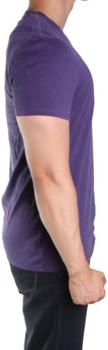 Short Sleeve Overdyed Chine V-neck Vintage Wash T-shirt in Purple (XL)