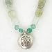 Round Silver Double Side Om (Aum) Pendant with Aquamarine, Peruvian Opal, Apatite, and Flourite Gemstone Bead Necklace, 24" Length, #7830