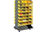 16 Shelf Bench Rack With 64 Bins 8 Inch Wide