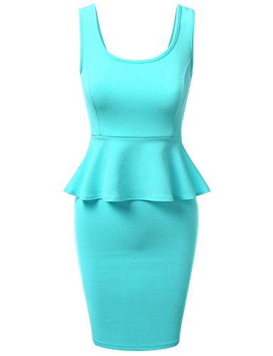 NINEXIS Women's Sleeveless Ponte Peplum Midi Pencil Dress