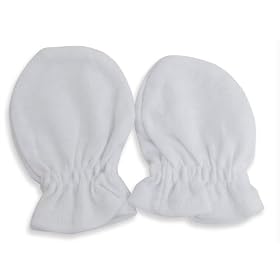 Baby New Born Scratch Mittens (Pack of 2 Pairs) (One Size Fits All) (White)
