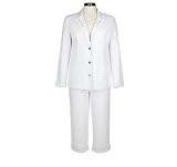 Denim & Co. Stretch Denim Embroidered 3 Button Blazer and Original Waist Crop Pants