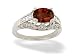 14K White Gold Genuine Oval Garnet and Diamond Antique Style Ring