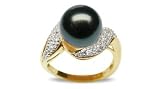 Size 5 18K white gold Fiti Black Tahitian cultured pearl and diamond ring
