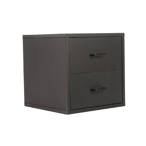 Furniture Cube with Two Drawers - Black - 15x15x15
