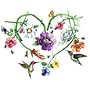 Floral Heart-Hummingbirds Adult T-Shirt