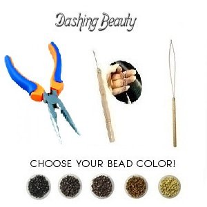 4 Pc Kit for Micro Ring Link Hair and Feather Extensions, 100 Pc Blonde Micro Rings