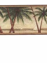 Coconut Palm Trees & Sailboats Wallpaper Border