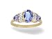 14K Yellow Gold Genuine Oval Tanzanite and Diamond 3-Stone Ring