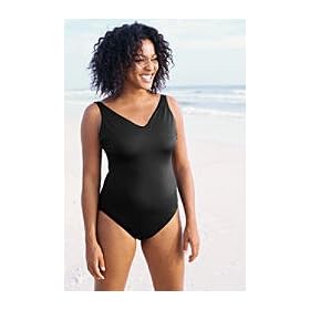 Women’s Solid All-over Control V-neck Tank Swimsuit Picture