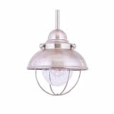 Sea Gull Lighting 6150-98 Sebring One-Light Mini Pendant, Brushed Stainless Finish with Clear Seeded Glass