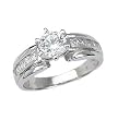 Sterling Silver Rhodium Engagement Ring with Clear CZ - Size: 6-9