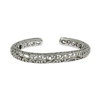 Designer Style Vintage Scrollwork Silver Cuff Bracelet