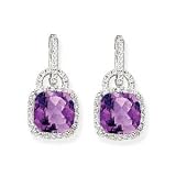14k White Gold, Diamond & Amethyst Dangle Earrings (6.35ctw)