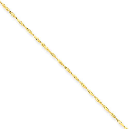 14K Yellow Gold Singapore Chain, 20 inch x 1mm, Jewelry Chains and Necklaces for Women
