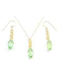 Hanfords of London Handmade Peridot & 14k Gold Fill Pendant & Earrings Set. Handcrafted in the UK. Birthstone for Libra & August.