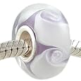 Lavender Smoke Murano Glass Sterling Silver Solid Core Bead fits European Charm Bracelets