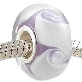 Lavender Smoke Murano Glass Sterling Silver Solid Core Bead fits European Charm Bracelets