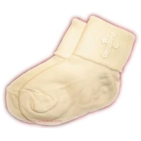 Baby boys christening socks with a cross - ivory - size 3-5.5