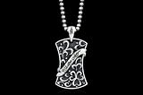 Christian Audigier Mens Logo Filigree Tattoo Design Dogtag in Sterling Silver