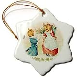 Vintage Best Wishes for Halloween - 3 Inch Snowflake Porcelain Ornament