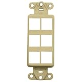 Leviton 40756-BI QuickPort Decora Wall Plate Insert, 6-Port, Ivory