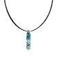 Necklace / Pendant - XP-73- Genuine Handmade Dichroic Glass Pendant Hung on a 16" Stainless Steel Black Colored Multi-Strand Cord + 2" Extension Chain ~ .925 Sterling Silver