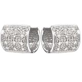 14kt White Gold Modern Diamond Huggies Earrings