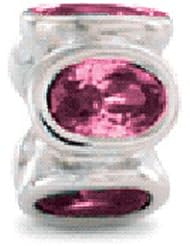 Zable (tm) Sterling Silver Bezel Set Ovals October Bead / Charm