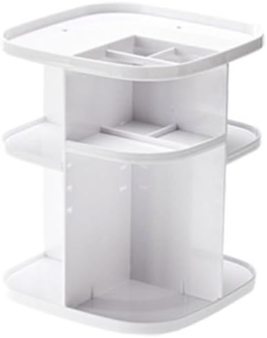 Turn Spin Cosmetic Organizer Makeup Box Case Holder Spinning Rack Shelf Rotating (White)