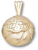 Oklahoma State Cowboys Solid 10K Gold ''oSu'' Basketball Pendant