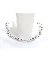 Peacock, White and Grey Freshwater Pearl Sterling Spiral Necklace