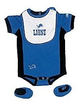 Detroit Lions Two Color Creeper with Bib and Booties, Size= 24 Months