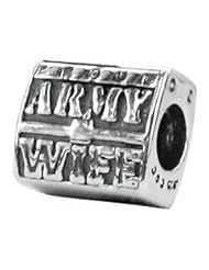Genuine Zable (TM) Product. 925 Sterling Silver Army Wife Charm. 100% Satisfaction Guaranteed.