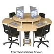 Compact Corner Workstation Teak Laminate Finish/Silver Paint